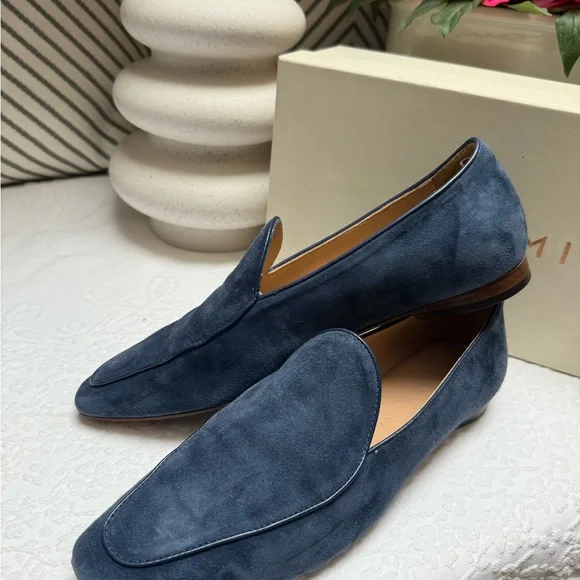 M. Gemi Blue Suede Loafers Slip-On Elegance - Picture 3 of 13